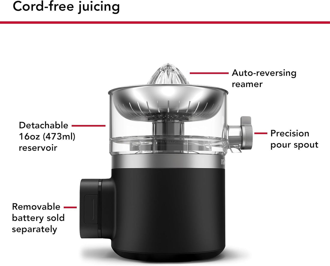 KitchenAid - Black Matte Cordless Citrus Juicer - Battery Included - KCJR161BM