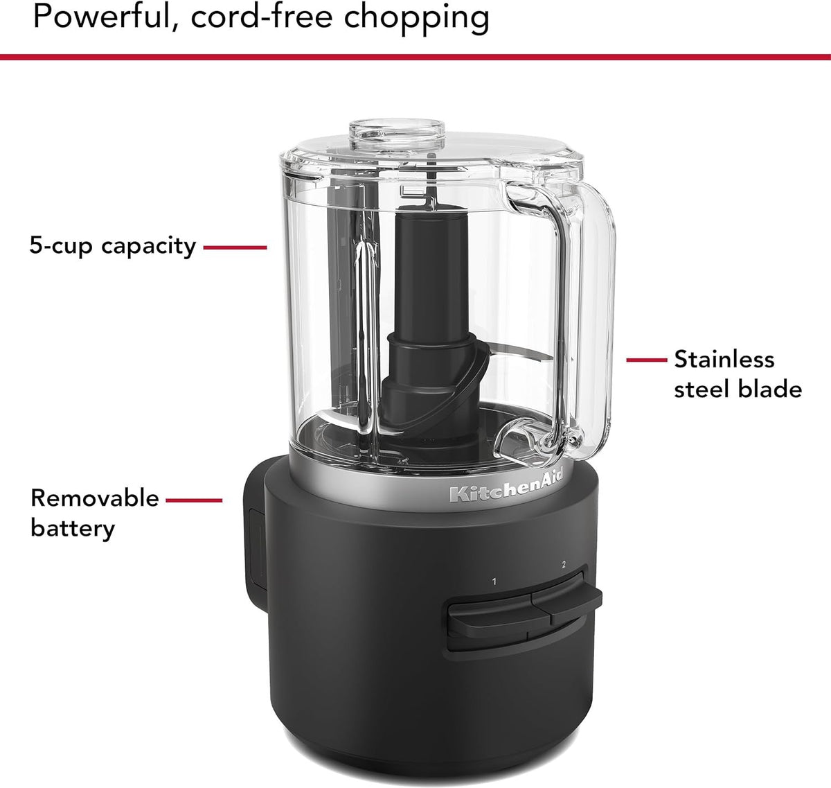 KitchenAid - Black Matte Cordless Food Chopper - Battery Included - KFCR531BM - DISCONTINUED