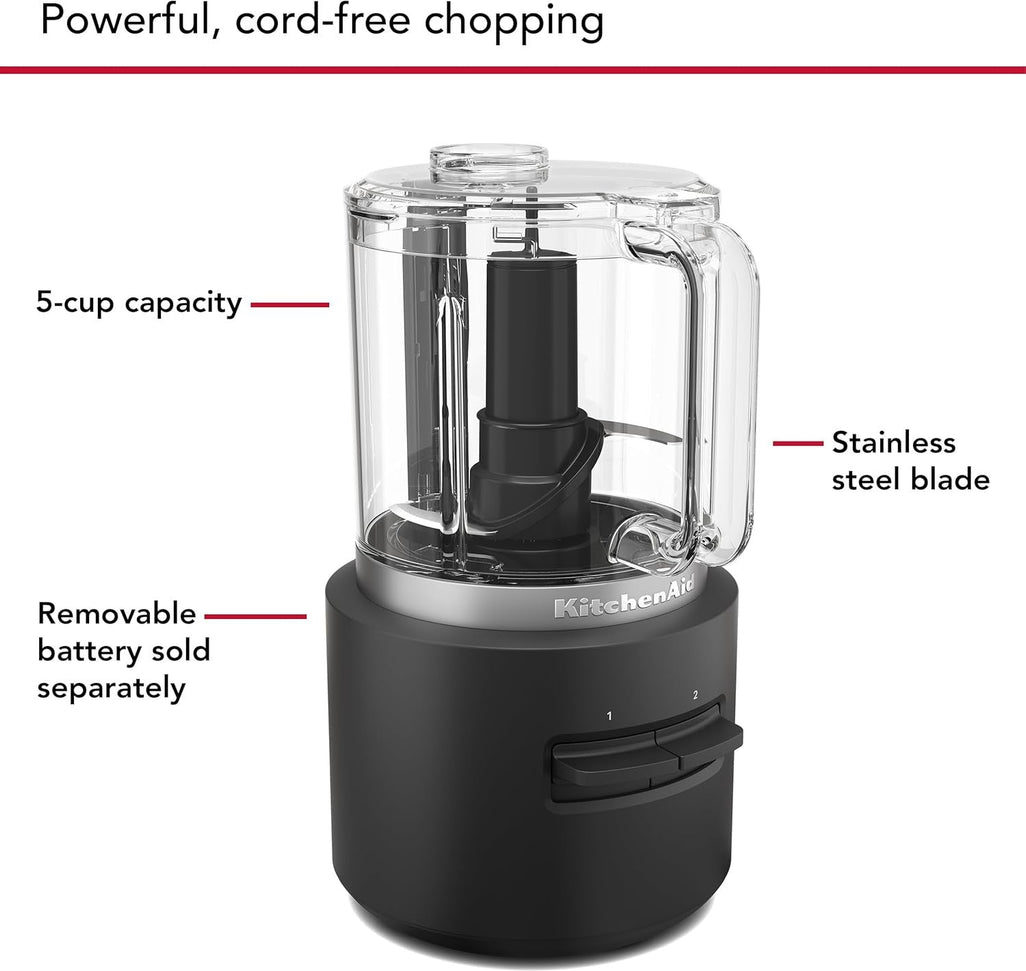KitchenAid - Black Matte Cordless Food Chopper with Accessories - Battery Sold Separately - KFCR500BM