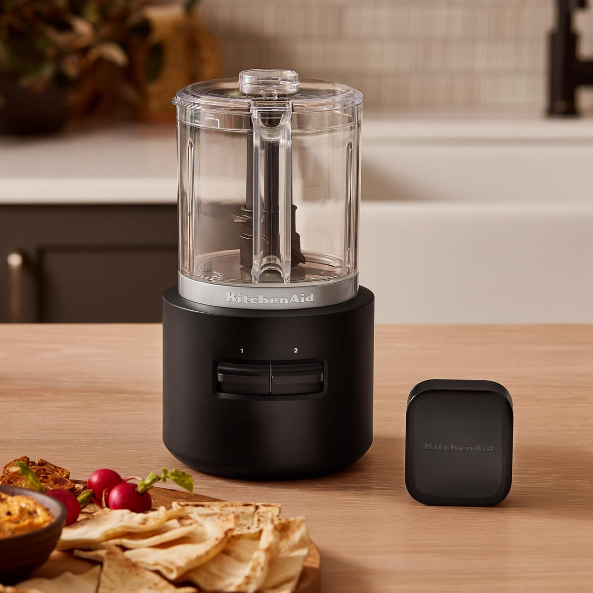 KitchenAid - Black Matte Cordless Food Chopper with Accessories - Battery Sold Separately - KFCR500BM