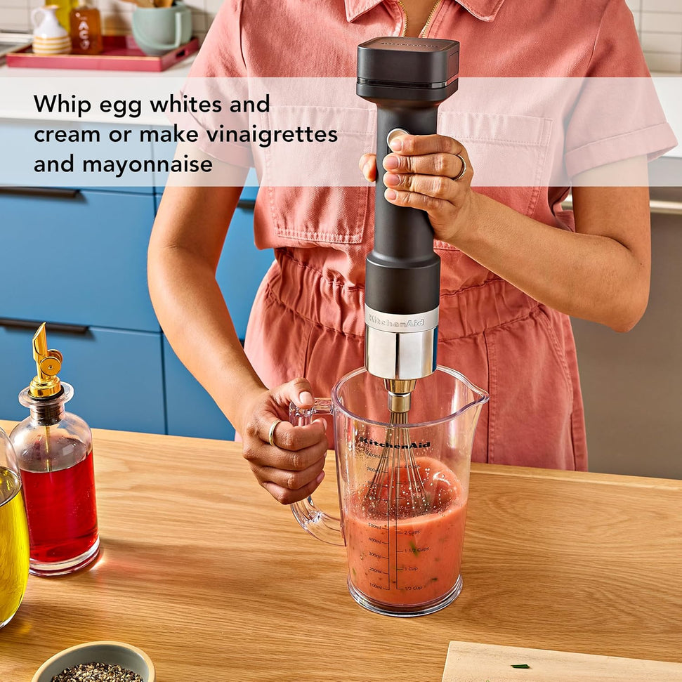 KitchenAid - Black Matte Cordless Hand Blender with Accessories - Battery Sold Separately - KHBRV05BM