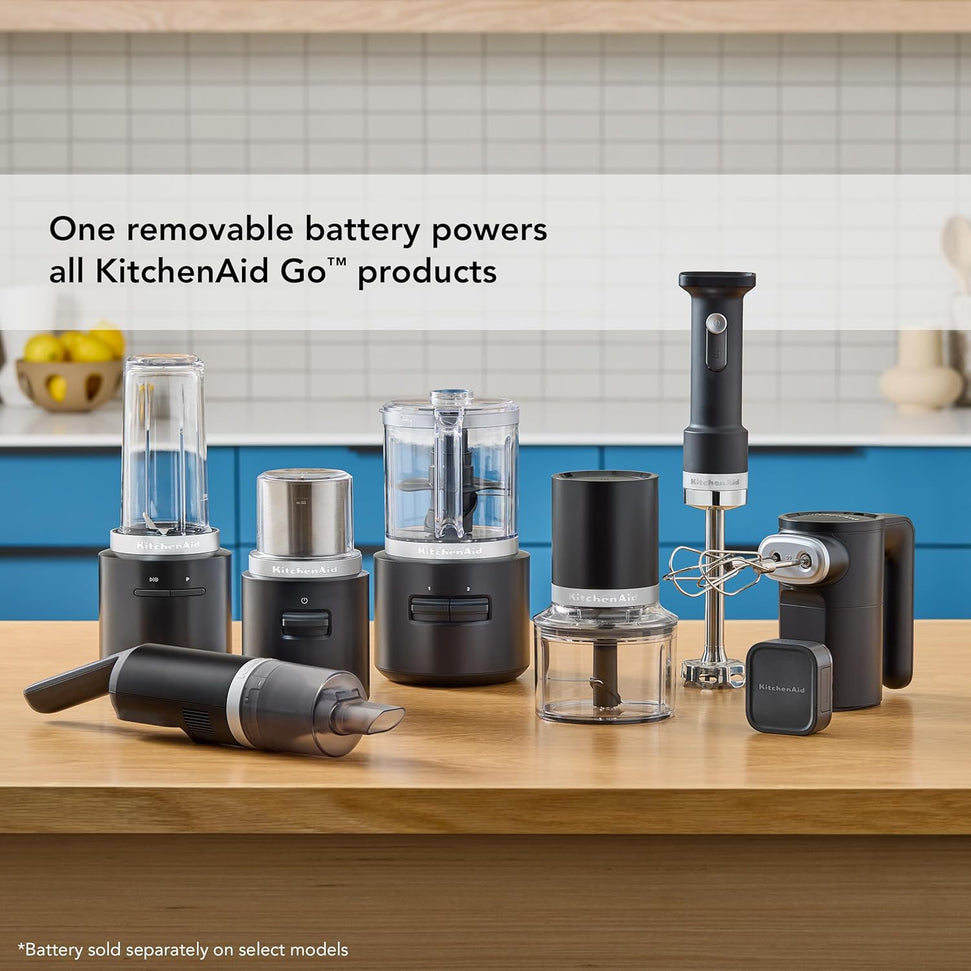 KitchenAid - Black Matte Cordless Hand Blender with Accessories - Battery Sold Separately - KHBRV05BM