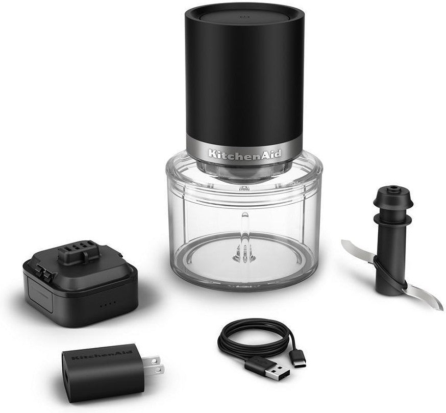 KitchenAid - Black Matte Cordless Top Down Chopper - Battery Included - KTCR351BM