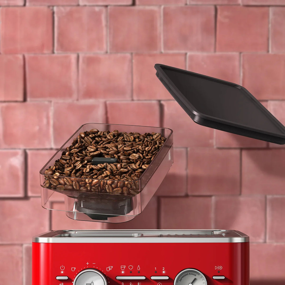 KitchenAid - Candy Apple Red Semi-Automatic Espresso Machine with Burr Grinder - KES6551CA