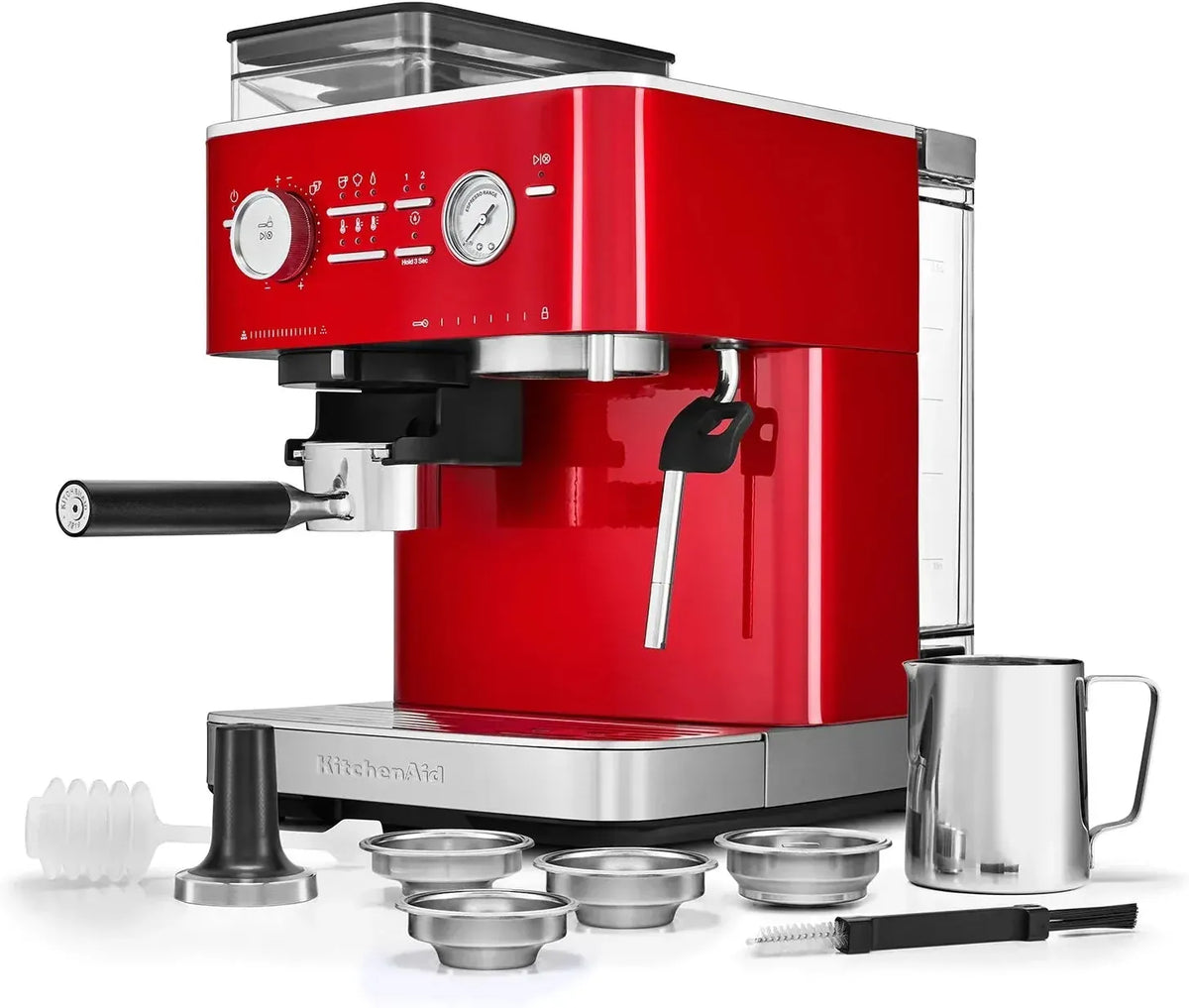 KitchenAid - Candy Apple Red Semi-Automatic Espresso Machine with Burr Grinder - KES6551CA
