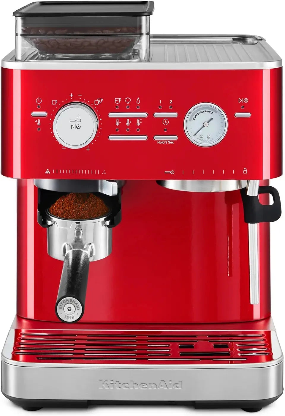 KitchenAid - Candy Apple Red Semi-Automatic Espresso Machine with Burr Grinder - KES6551CA