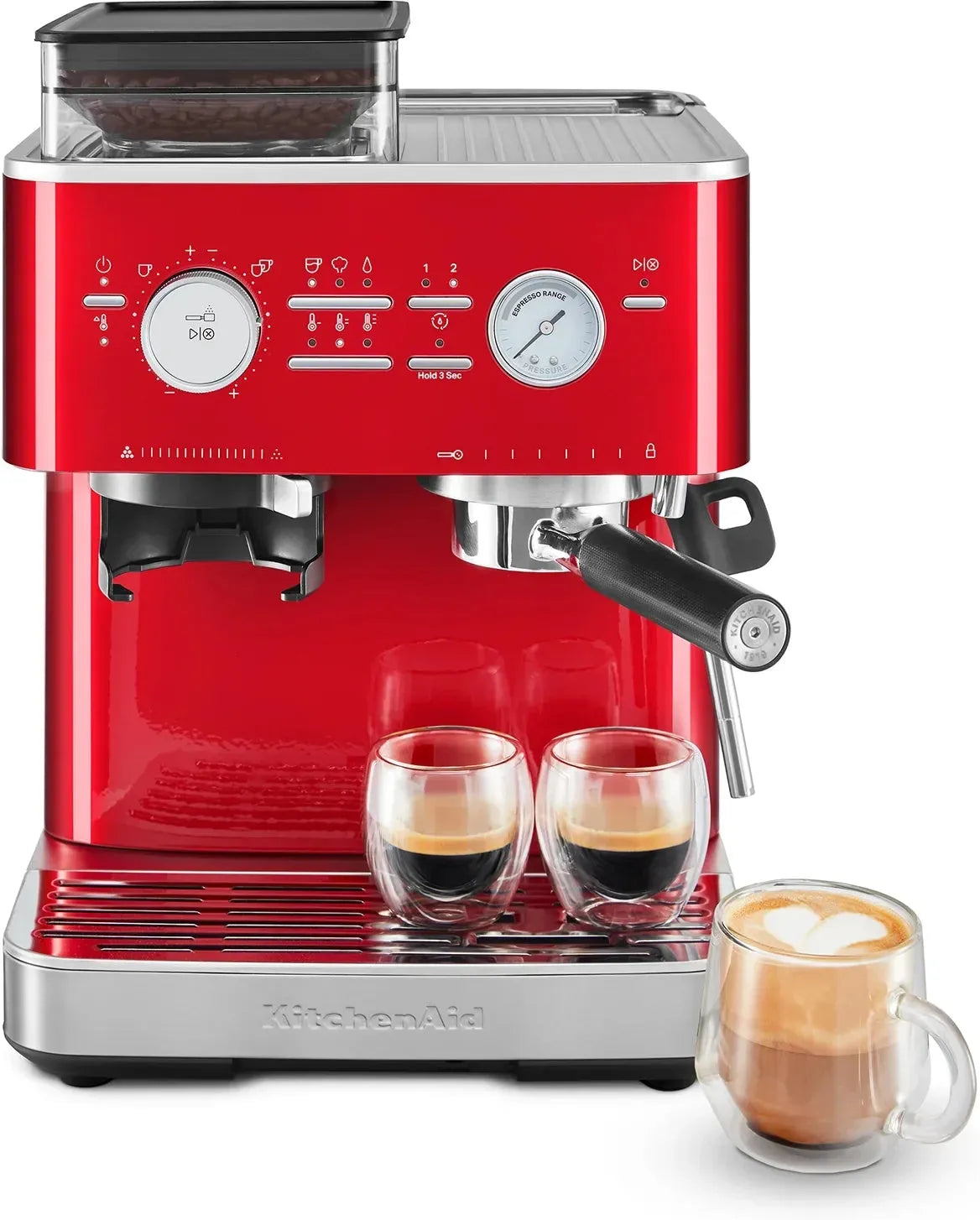 KitchenAid - Candy Apple Red Semi-Automatic Espresso Machine with Burr Grinder - KES6551CA