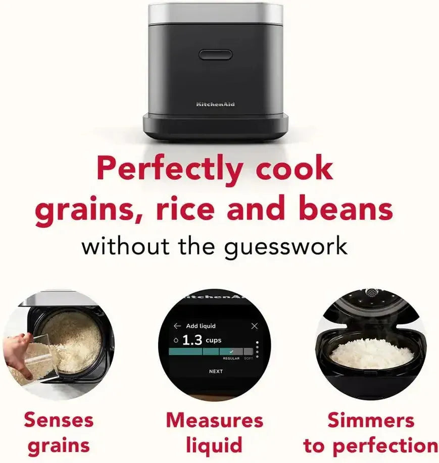 KitchenAid - Compact Grain and Rice Cooker, Black Matte - KGC2154BM