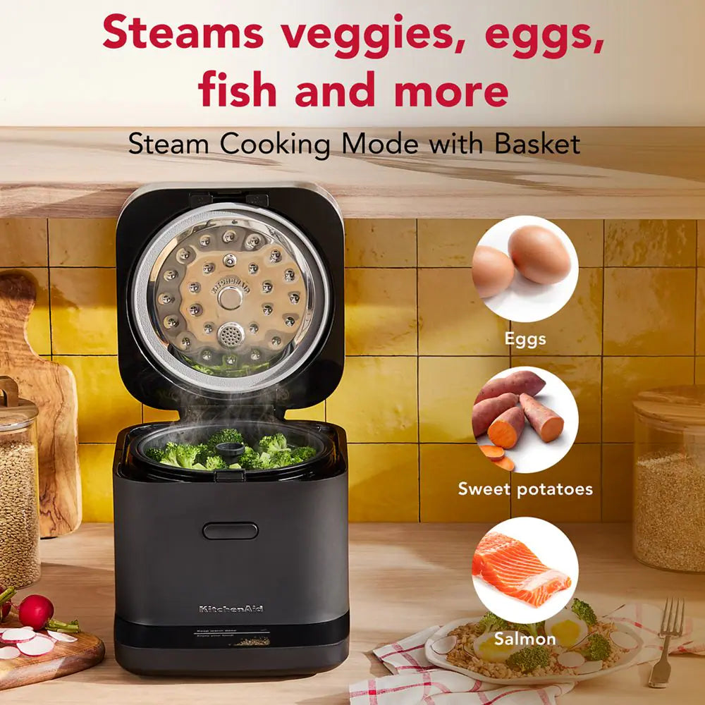 KitchenAid - Compact Grain and Rice Cooker, Black Matte - KGC2154BM