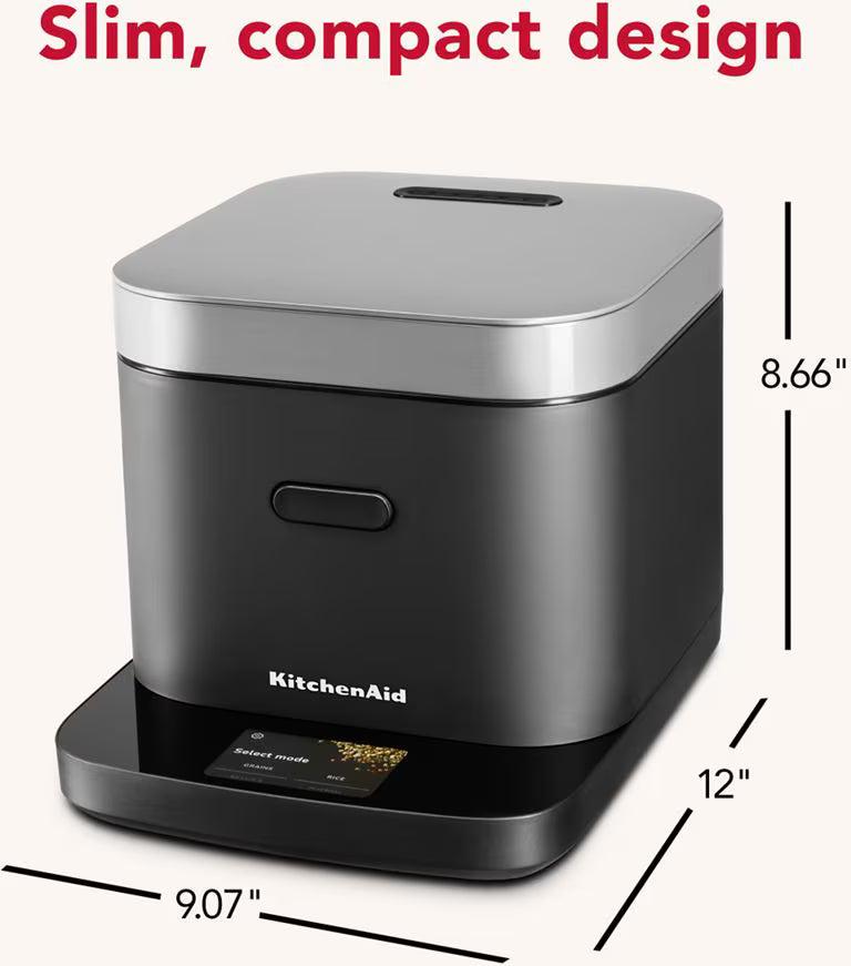 KitchenAid - Compact Grain and Rice Cooker, Black Matte - KGC2154BM