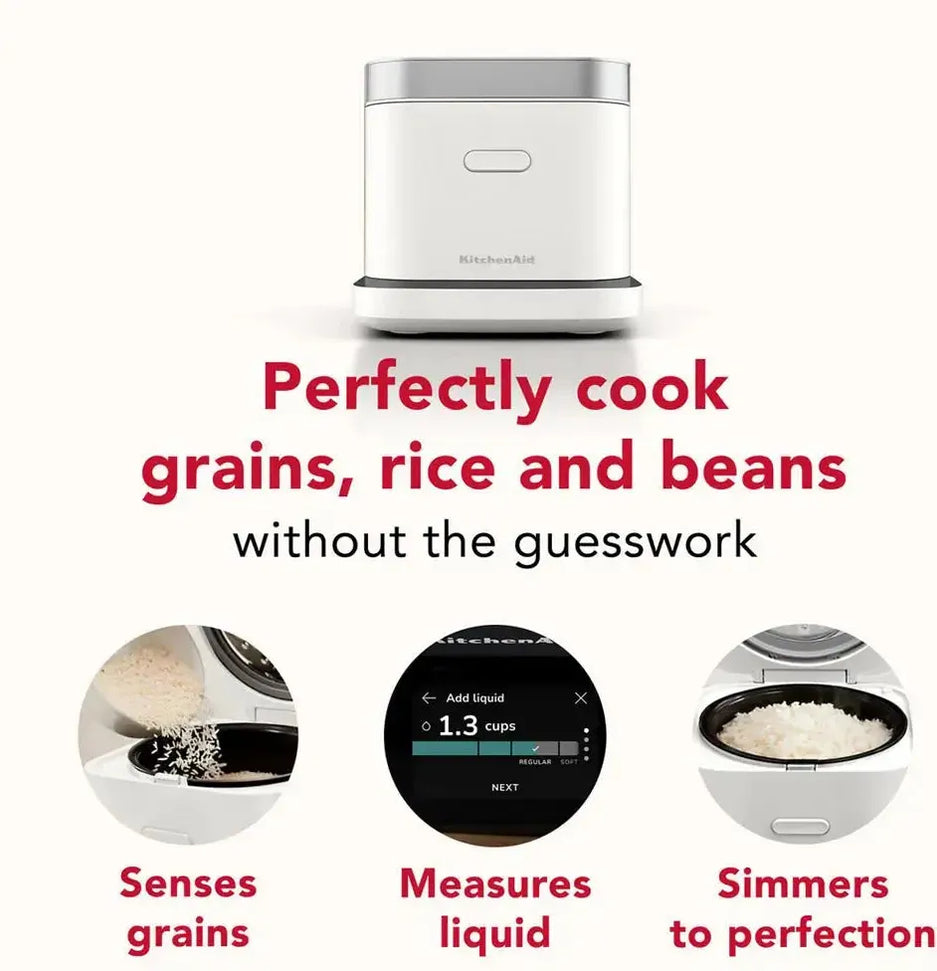 KitchenAid - Compact Grain and Rice Cooker, Porcelain White - KGC2154PL
