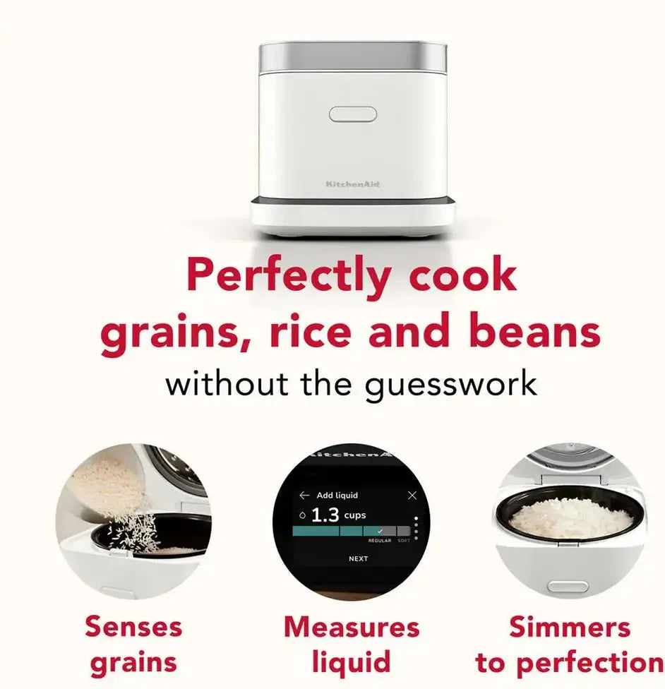 KitchenAid - Compact Grain and Rice Cooker, Porcelain White - KGC2154PL
