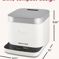 KitchenAid - Compact Grain and Rice Cooker, Porcelain White - KGC2154PL