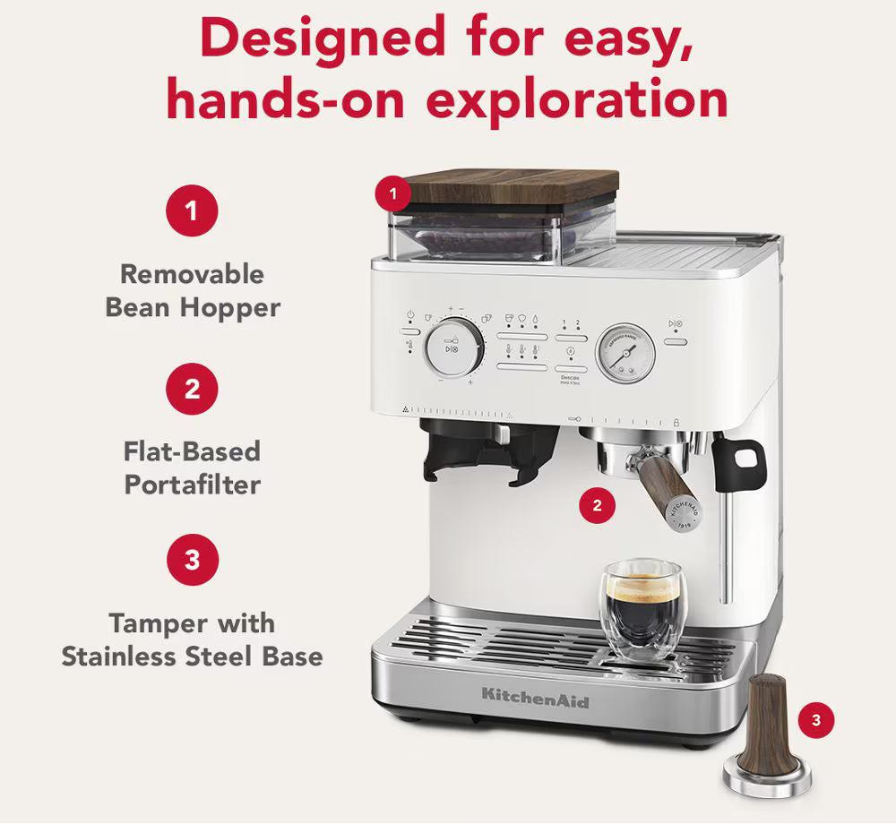KitchenAid - KitchenAid 3-Piece Walnut Wood Espresso Accessory Kit, Portafilter, Tamper and Bean Hopper Lid - KESWAS