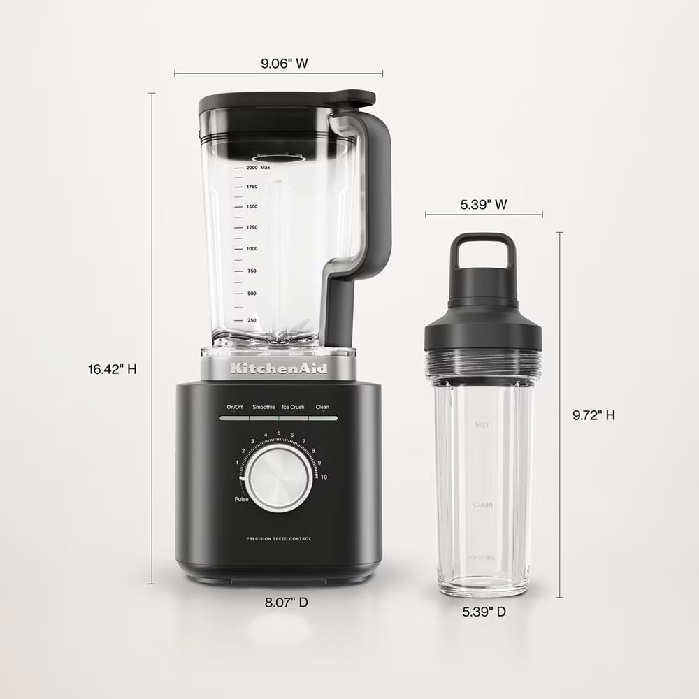 KitchenAid - Pure Power Blender with Personal Blending Jar, Black Matte - KSB2079BM