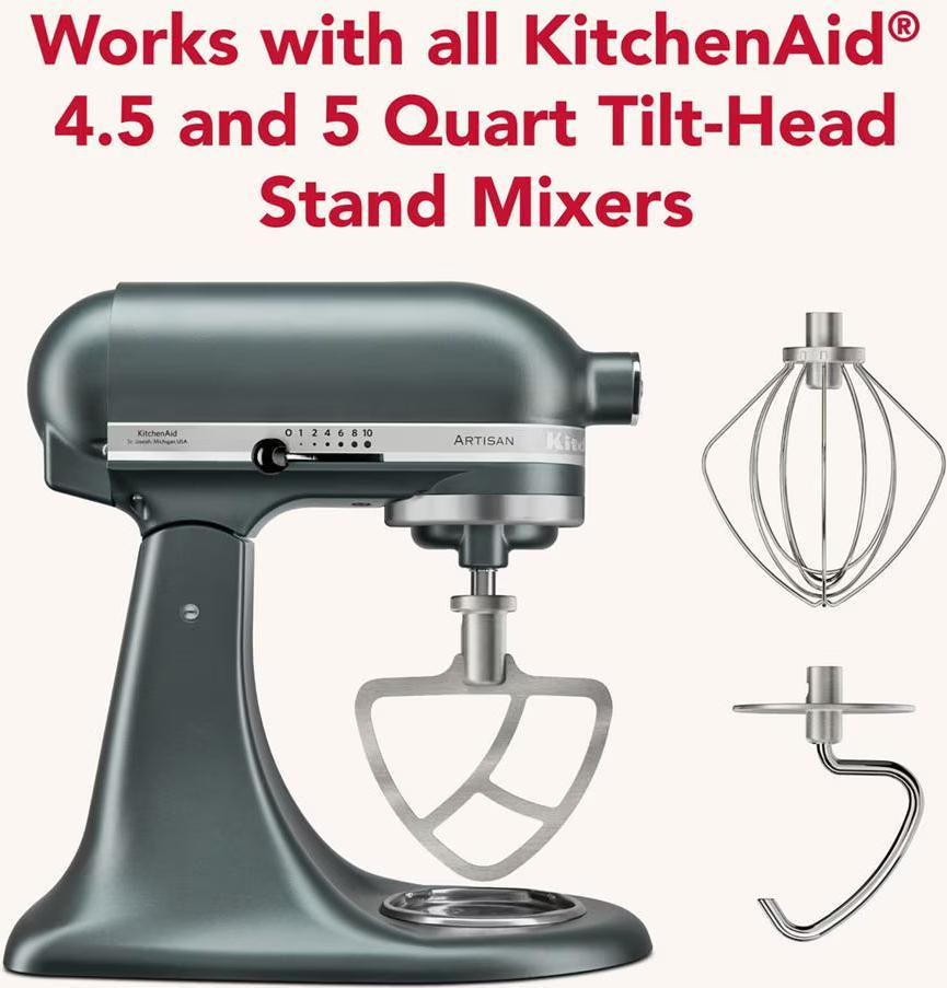 KitchenAid - Stainless Steel 3-Piece Accessory Set with 6-Wire Whip, Dough Hook - KSMTH3PSS