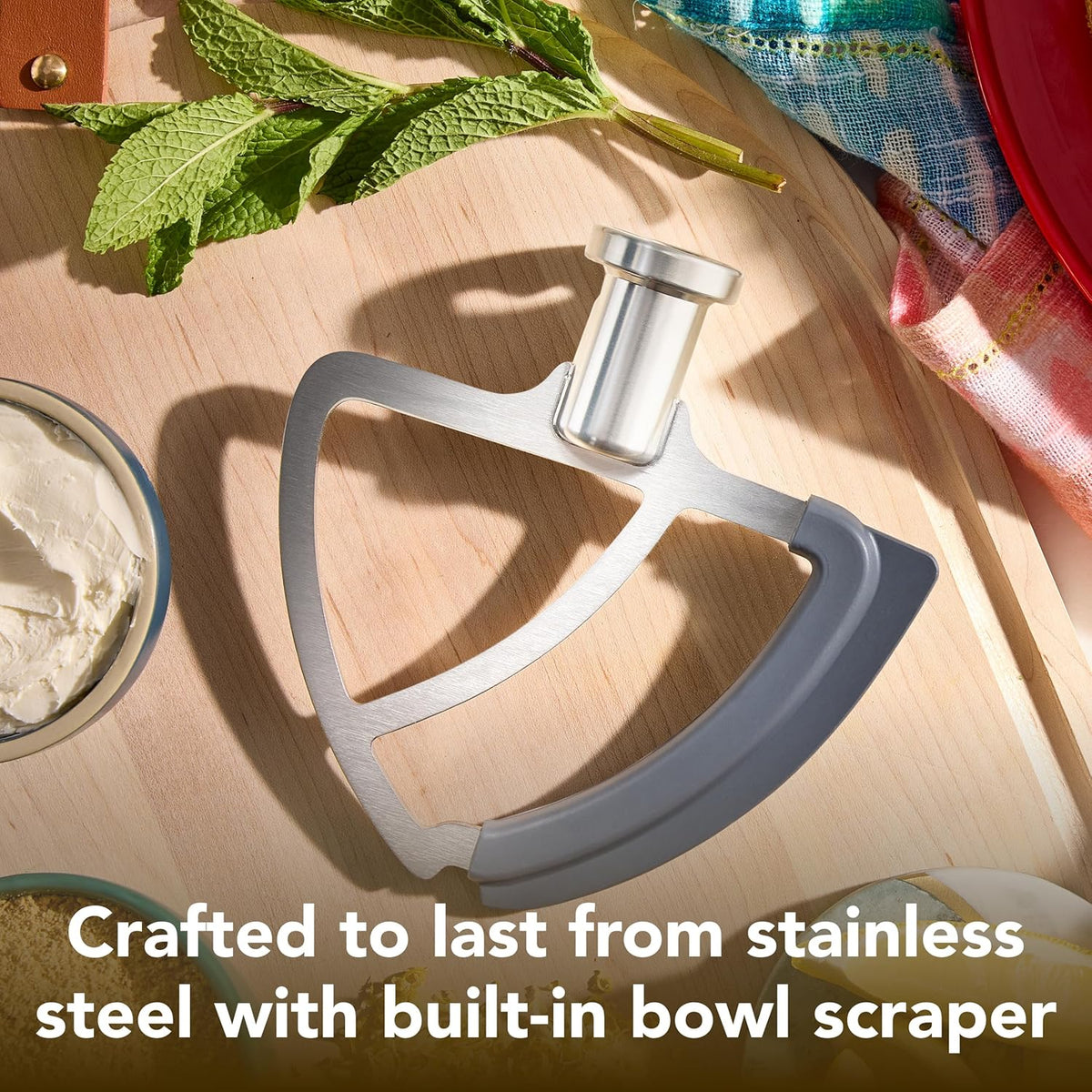 KitchenAid - Stainless Steel Single Flex Edge Beater for 4.5 and 5 Quart Tilt-Head Stand Mixers - KSMTHSFSS