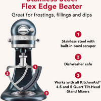 KitchenAid - Stainless Steel Single Flex Edge Beater for 4.5 and 5 Quart Tilt-Head Stand Mixers - KSMTHSFSS