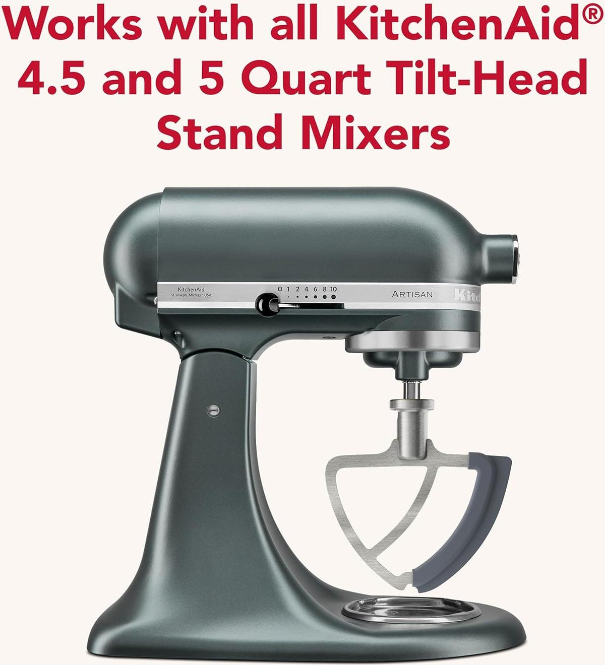 KitchenAid - Stainless Steel Single Flex Edge Beater for 4.5 and 5 Quart Tilt-Head Stand Mixers - KSMTHSFSS