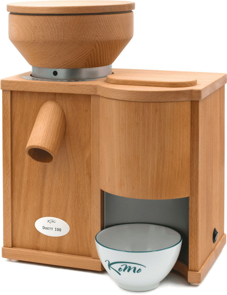 KoMo Mills - Duett 100 Beechwood Electric Mill and Flaker Combination Unit - 03011
