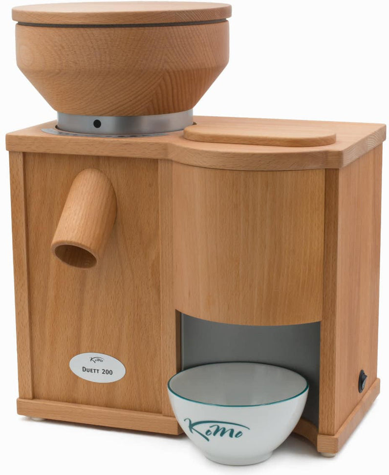 KoMo Mills - Duett 200 Beachwood Electric Mill and Flaker Combination Unit - 03008