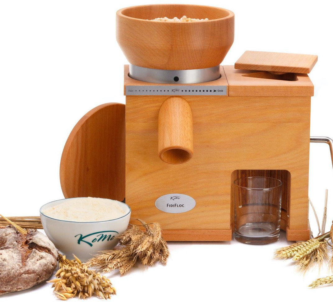 KoMo Mills - FidiFloc Medium Electric Mill and Hand Crank Flaker Combination Unit - 03009