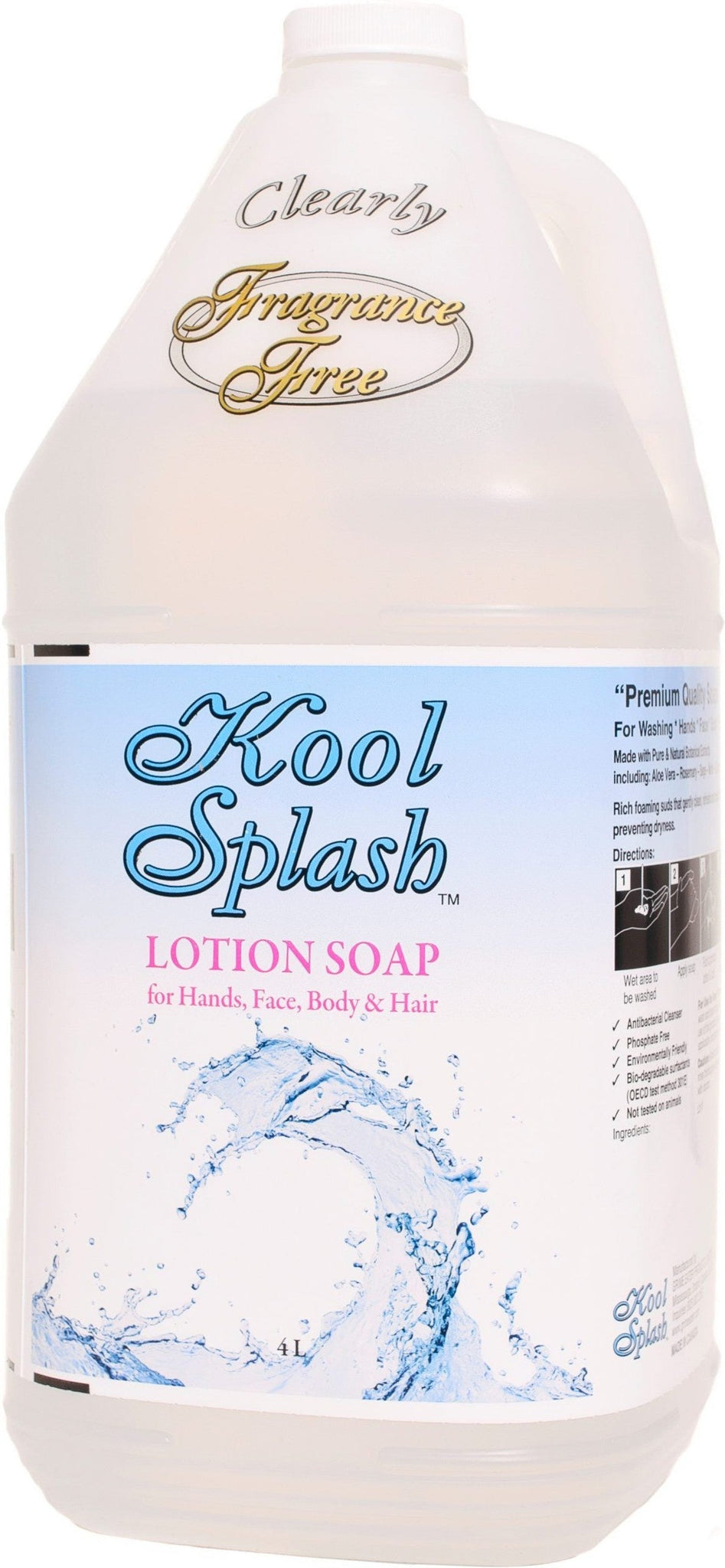 Kool Splash - 4 L Clealry Fragrance Free Lotion Soap, 4Bottle /Case - 35-00