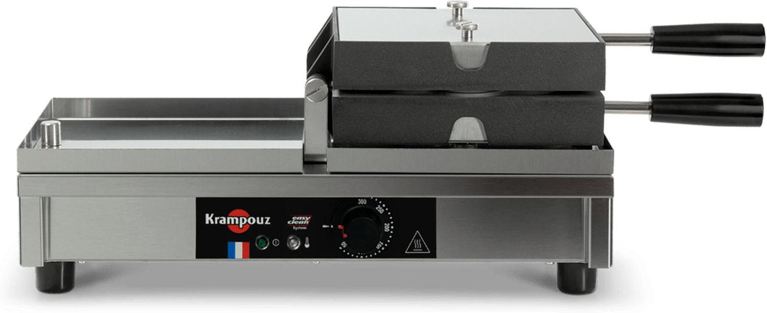 Krampouz - 220V 17.3" Black Bubble Waffle Maker with 180° Opening - WECDUATB