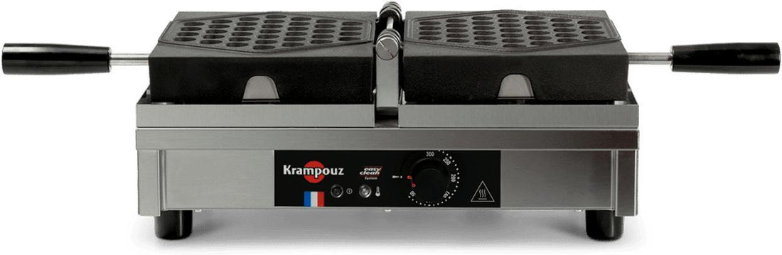 Krampouz - 220V 17.3" Black Bubble Waffle Maker with 180° Opening - WECDUATB