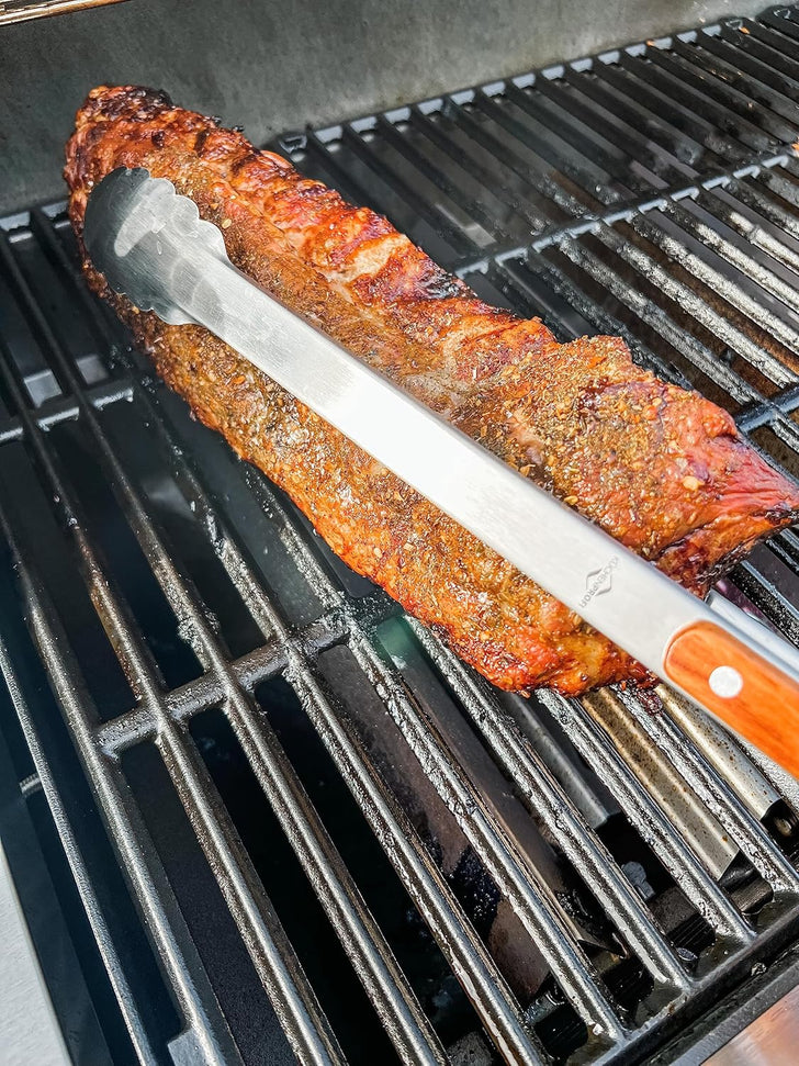 Kuchenprofi - 17.7" Heavy-Duty Stainless Steel/Rosewood BBQ Grilling Tongs - K1066392845