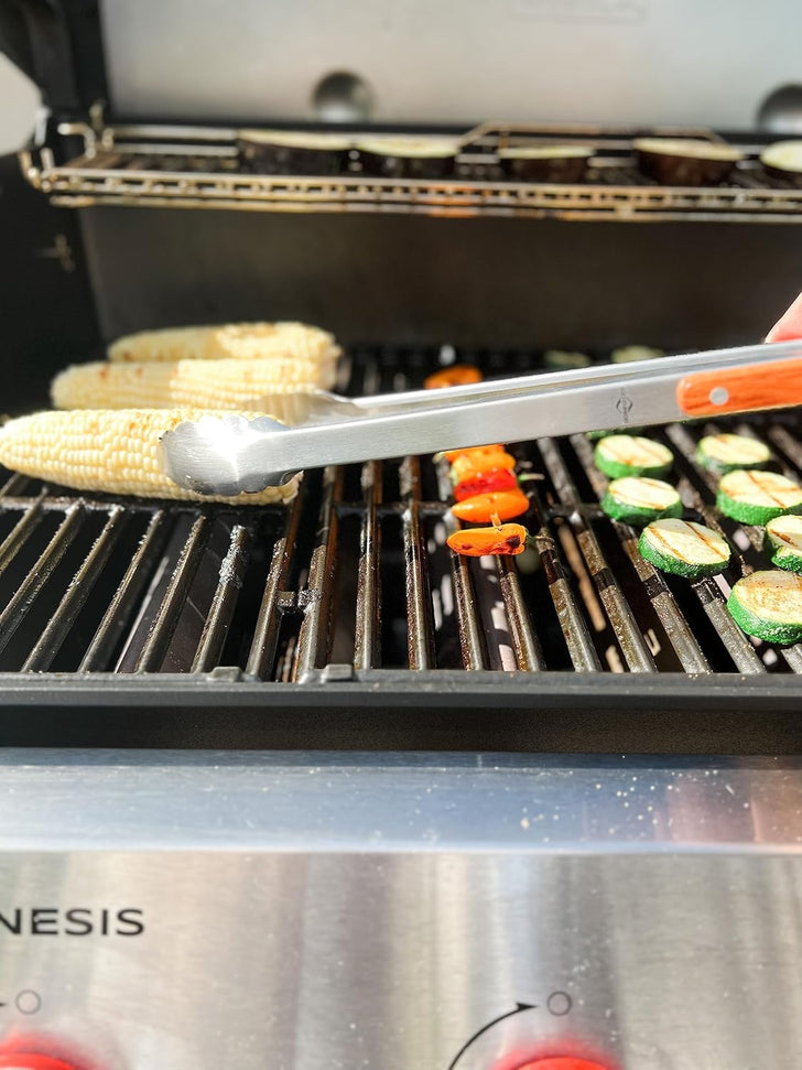 Kuchenprofi - 17.7" Heavy-Duty Stainless Steel/Rosewood BBQ Grilling Tongs - K1066392845