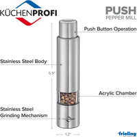Kuchenprofi - 5.9" Stainless & Acrylic Pepper Push Mill Grinder - K3010102800