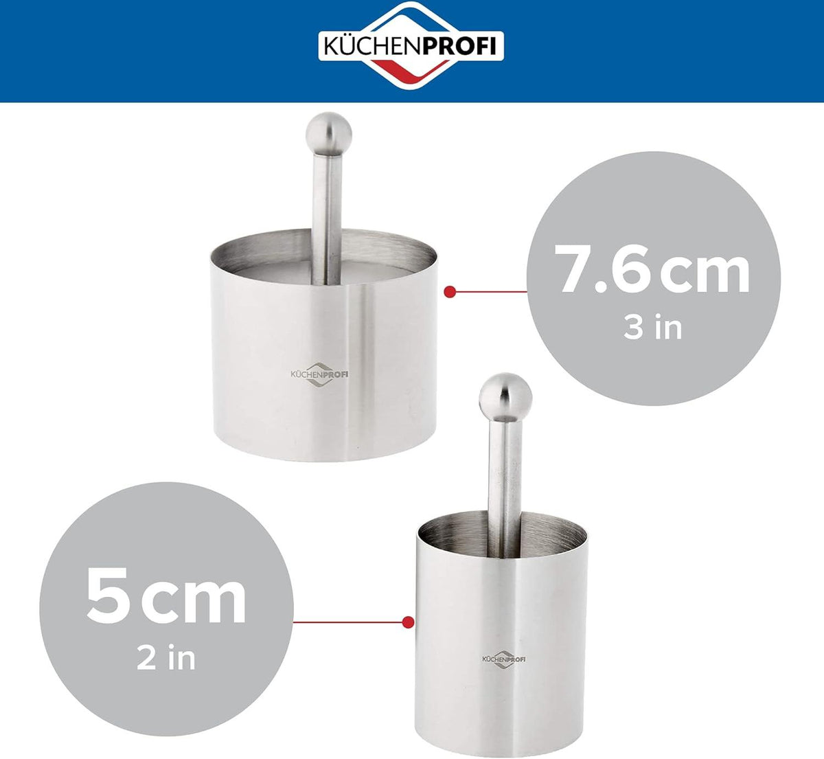 Kuchenprofi - 6-Piece Silver Stainless Steel Forming Rings with Tamper/Pushers - K0904982806