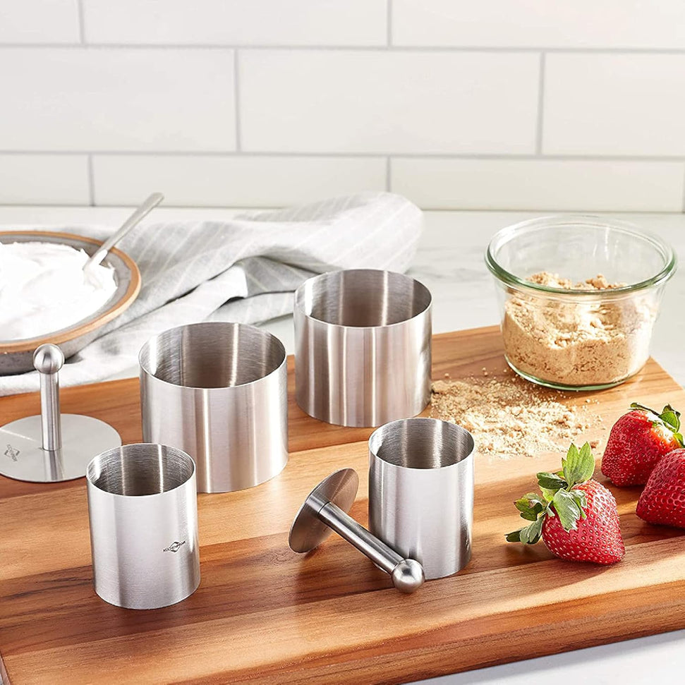 Kuchenprofi - 6-Piece Silver Stainless Steel Forming Rings with Tamper/Pushers - K0904982806