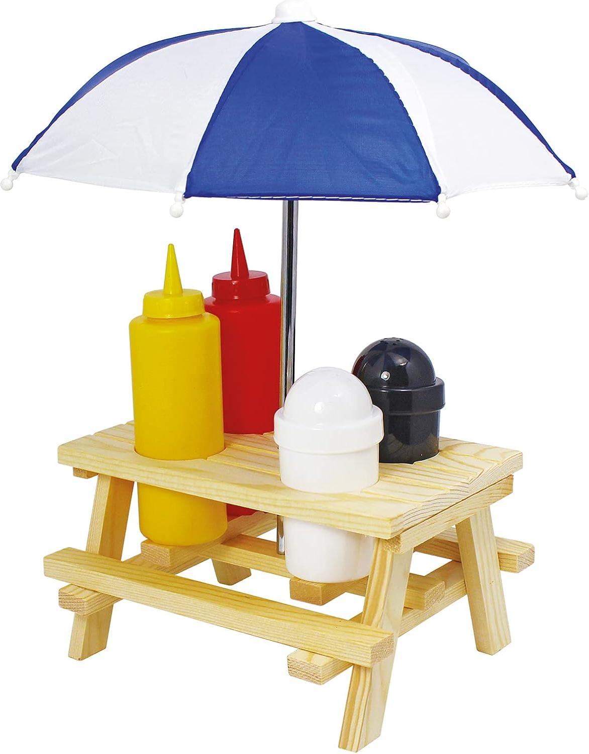 Kuchenprofi - 7.08" x 4.72" x 9.44" Picnic Table with Umbrella Condiment - K1069682504