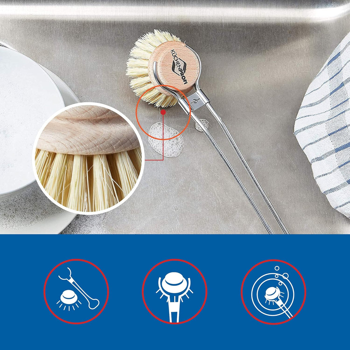 Kuchenprofi - Classic Dishwashing Brush and 2-Pack Replacement Refill - K1109430002