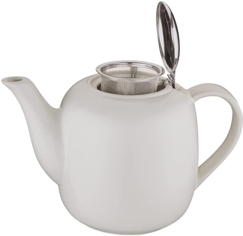 Kuchenprofi - London 9.5" White Ceramic Teapot with Stainless Steel Infuser - K1046002200