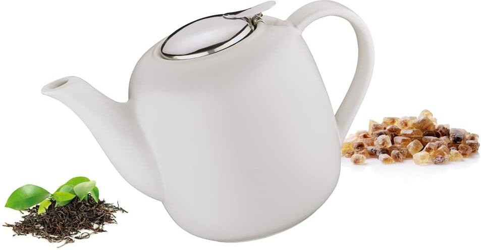 Kuchenprofi - London 9.5" White Ceramic Teapot with Stainless Steel Infuser - K1046002200