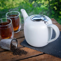 Kuchenprofi - London 9.5" White Ceramic Teapot with Stainless Steel Infuser - K1046002200