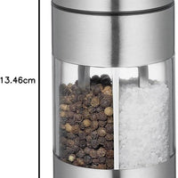 Kuchenprofi - Trattoria 5.3" Salt and Pepper Combo Stainless Steel/ Acrylic Mill with 2 Grinding Mechanisms - K3044402800