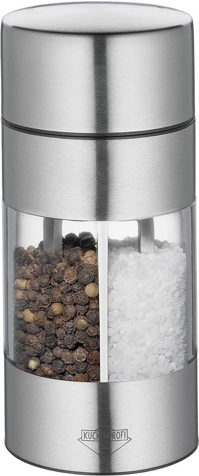 Kuchenprofi - Trattoria 5.3" Salt and Pepper Combo Stainless Steel/ Acrylic Mill with 2 Grinding Mechanisms - K3044402800