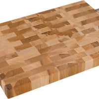 Labell - 10" x 14" x 1.25" Maple End Grain Butcher Block with Stainless Steel Handles and Rubber Feet - L10148