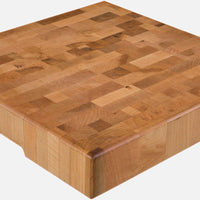 Labell - 12" x 12" x 2" Maple End Grain Butcher Block with Recessed Handles and Rubber Feet - L12122