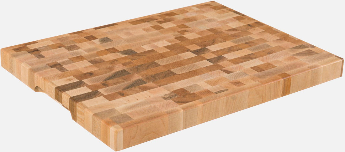 Labell - 12" x 16" x 1.25" Maple End Grain Butcher Block with Recessed Handles and Rubber Feet - L12164