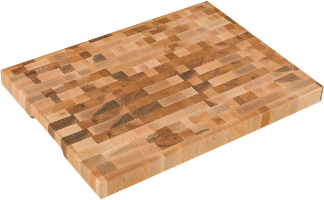 Labell - 12" x 16" x 1.25" Maple End Grain Butcher Block with Recessed Handles and Rubber Feet - L12164