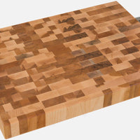 Labell - 12" x 16" x 1.5" Maple End Grain Butcher Block with Stainless Steel Handles and Rubber Feet - L12168