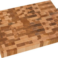 Labell - 12" x 16" x 1.5" Maple End Grain Butcher Block with Stainless Steel Handles and Rubber Feet - L12168