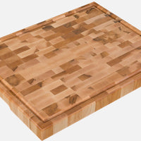 Labell - 13.75" x 17.75" x 1.5" Maple End Grain Butcher Block with Groove Recessed Handles and Rubber Feet - L14186