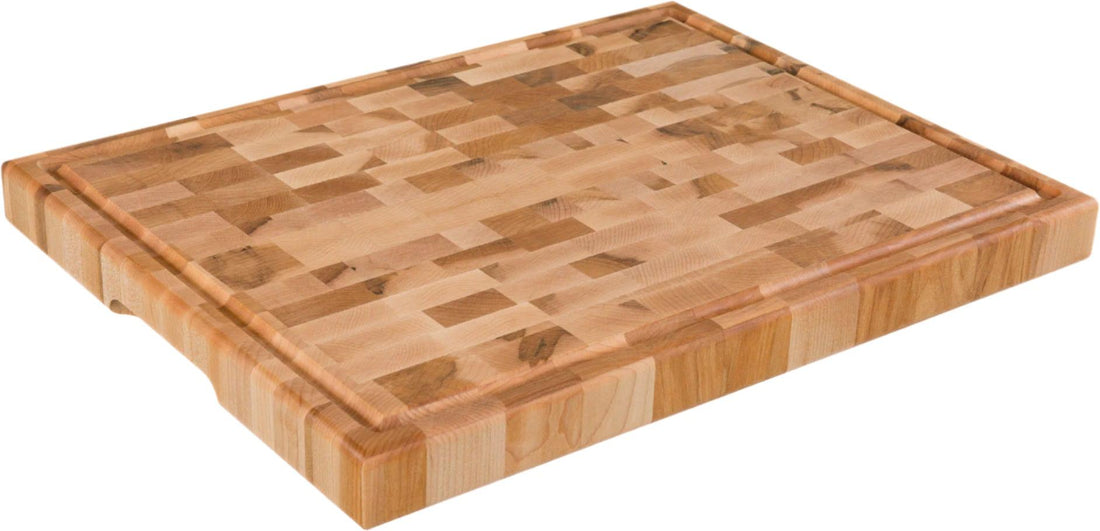 Labell - 13.75" x 17.75" x 1.5" Maple End Grain Butcher Block with Groove Recessed Handles and Rubber Feet - L14186