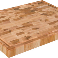 Labell - 13.75" x 17.75" x 1.5" Maple End Grain Butcher Block with Groove Recessed Handles and Rubber Feet - L14186